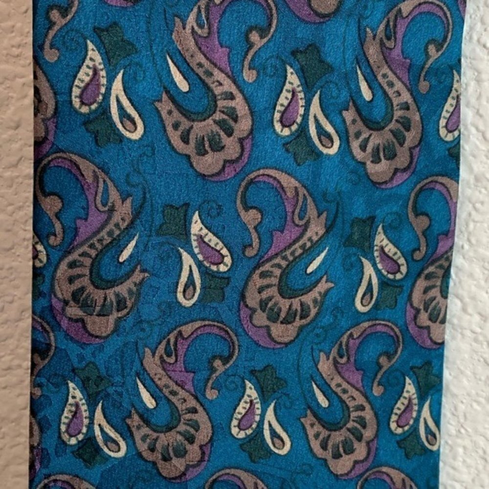 Christian Dior Paisley Silk Neckwear Tie Vintage - Picture 3 of 8